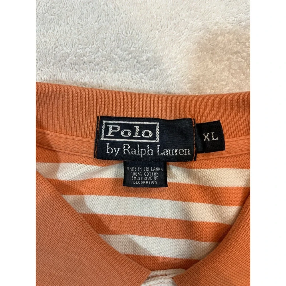 Polo‎ Ralph Lauren Shirt Mens XL Cotton Polo Golf Short Sleeve Orange White Pony